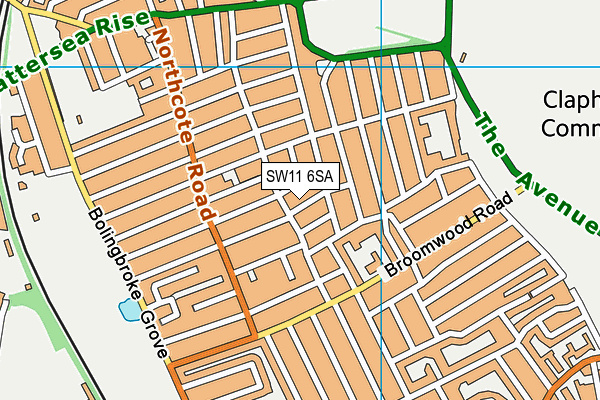 SW11 6SA map - OS VectorMap District (Ordnance Survey) SW11 6SA map - OS VectorMap District (Ordnance Survey)