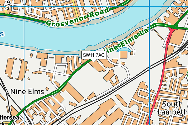 SW11 7AQ map - OS VectorMap District (Ordnance Survey) SW11 7AQ map - OS VectorMap District (Ordnance Survey)