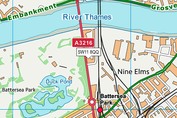 SW11 8QQ map - OS VectorMap District (Ordnance Survey)