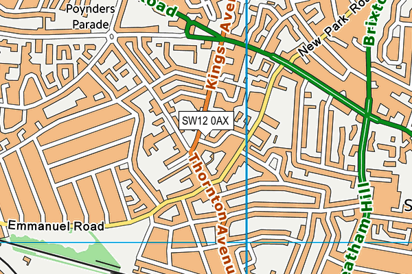 SW12 0AX map - OS VectorMap District (Ordnance Survey) SW12 0AX map - OS VectorMap District (Ordnance Survey)