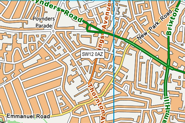 SW12 0AZ map - OS VectorMap District (Ordnance Survey) SW12 0AZ map - OS VectorMap District (Ordnance Survey)
