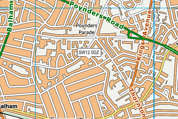 SW12 0DZ map - OS VectorMap District (Ordnance Survey) SW12 0DZ map - OS VectorMap District (Ordnance Survey)