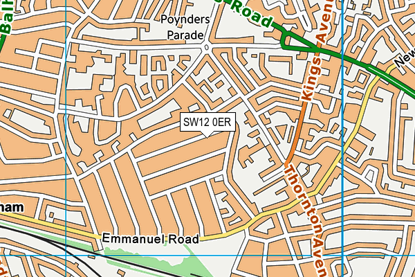 SW12 0ER map - OS VectorMap District (Ordnance Survey) SW12 0ER map - OS VectorMap District (Ordnance Survey)
