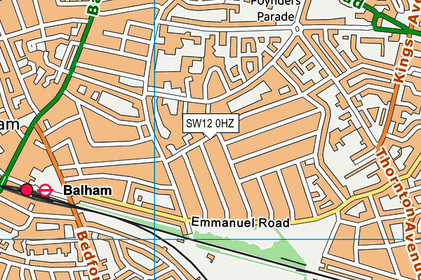 SW12 0HZ map - OS VectorMap District (Ordnance Survey)