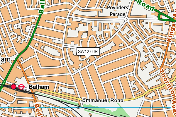 SW12 0JR map - OS VectorMap District (Ordnance Survey) SW12 0JR map - OS VectorMap District (Ordnance Survey)