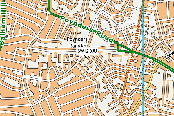SW12 0JU map - OS VectorMap District (Ordnance Survey) SW12 0JU map - OS VectorMap District (Ordnance Survey)