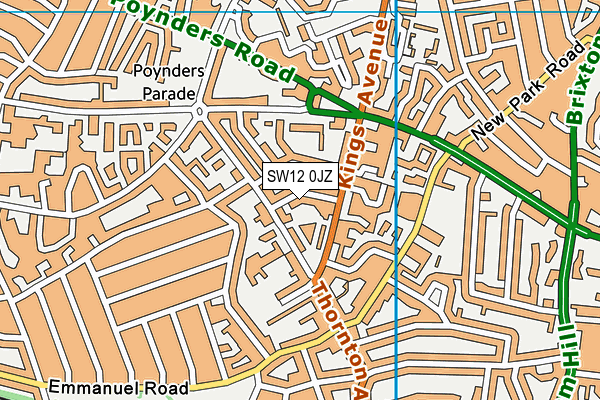 SW12 0JZ map - OS VectorMap District (Ordnance Survey) SW12 0JZ map - OS VectorMap District (Ordnance Survey)