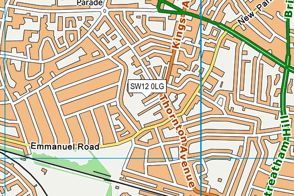 SW12 0LG map - OS VectorMap District (Ordnance Survey) SW12 0LG map - OS VectorMap District (Ordnance Survey)