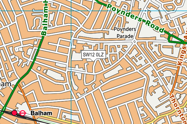 SW12 0LZ map - OS VectorMap District (Ordnance Survey)