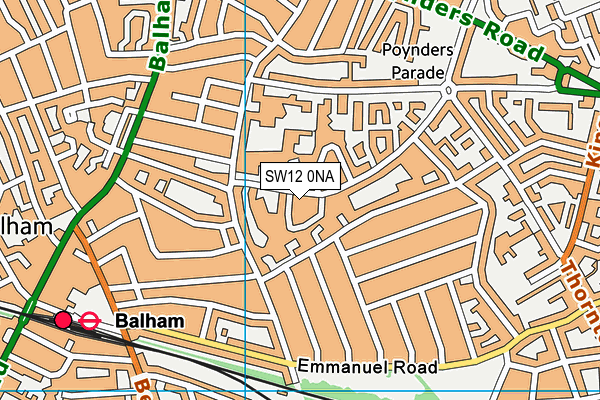 SW12 0NA map - OS VectorMap District (Ordnance Survey)