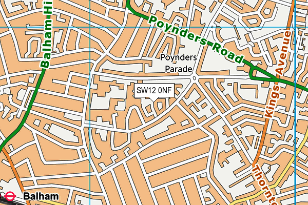 SW12 0NF map - OS VectorMap District (Ordnance Survey)