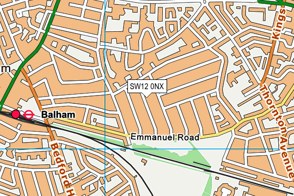 SW12 0NX map - OS VectorMap District (Ordnance Survey) SW12 0NX map - OS VectorMap District (Ordnance Survey)