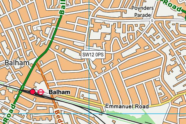 SW12 0PS map - OS VectorMap District (Ordnance Survey) SW12 0PS map - OS VectorMap District (Ordnance Survey)