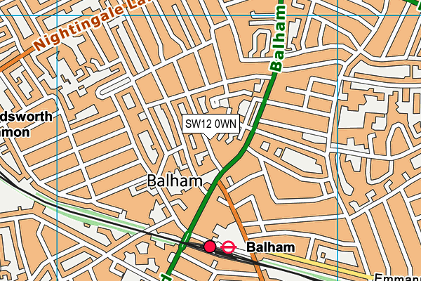 SW12 0WN map - OS VectorMap District (Ordnance Survey) SW12 0WN map - OS VectorMap District (Ordnance Survey)