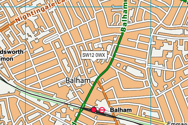 SW12 0WX map - OS VectorMap District (Ordnance Survey) SW12 0WX map - OS VectorMap District (Ordnance Survey)