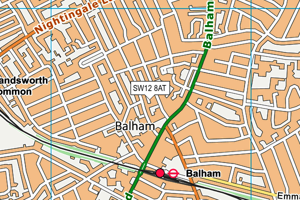 SW12 8AT map - OS VectorMap District (Ordnance Survey) SW12 8AT map - OS VectorMap District (Ordnance Survey)