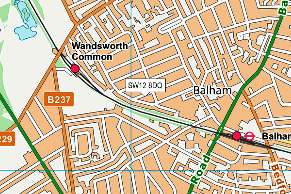SW12 8DQ map - OS VectorMap District (Ordnance Survey) SW12 8DQ map - OS VectorMap District (Ordnance Survey)