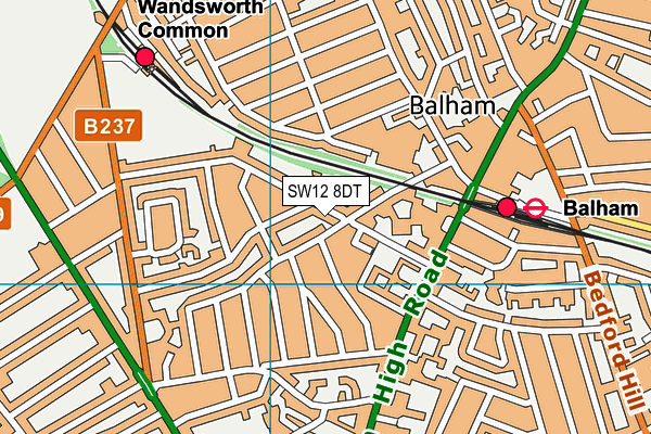 SW12 8DT map - OS VectorMap District (Ordnance Survey) SW12 8DT map - OS VectorMap District (Ordnance Survey)