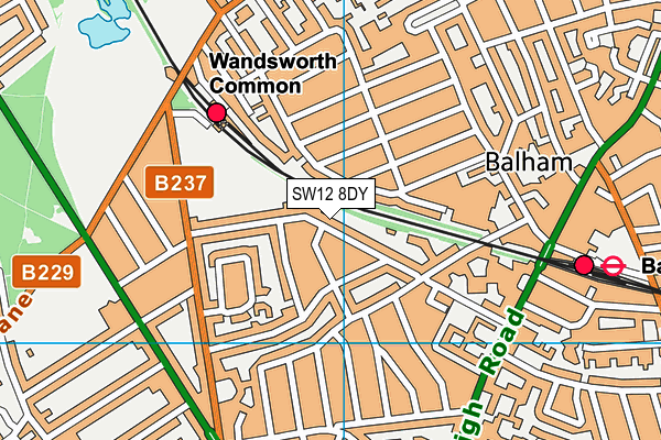 SW12 8DY map - OS VectorMap District (Ordnance Survey) SW12 8DY map - OS VectorMap District (Ordnance Survey)