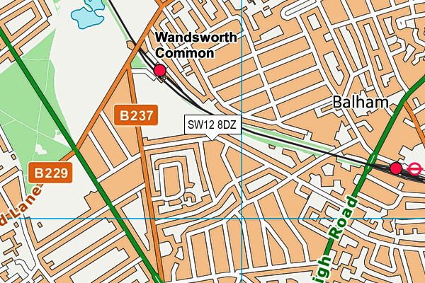 SW12 8DZ map - OS VectorMap District (Ordnance Survey) SW12 8DZ map - OS VectorMap District (Ordnance Survey)