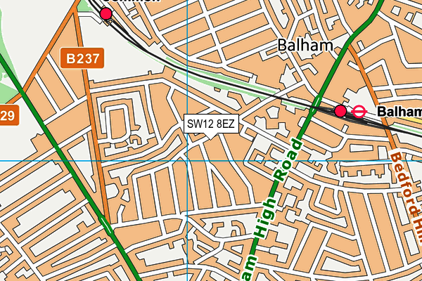 SW12 8EZ map - OS VectorMap District (Ordnance Survey) SW12 8EZ map - OS VectorMap District (Ordnance Survey)