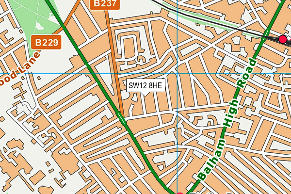 SW12 8HE map - OS VectorMap District (Ordnance Survey) SW12 8HE map - OS VectorMap District (Ordnance Survey)