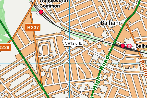 SW12 8HL map - OS VectorMap District (Ordnance Survey) SW12 8HL map - OS VectorMap District (Ordnance Survey)