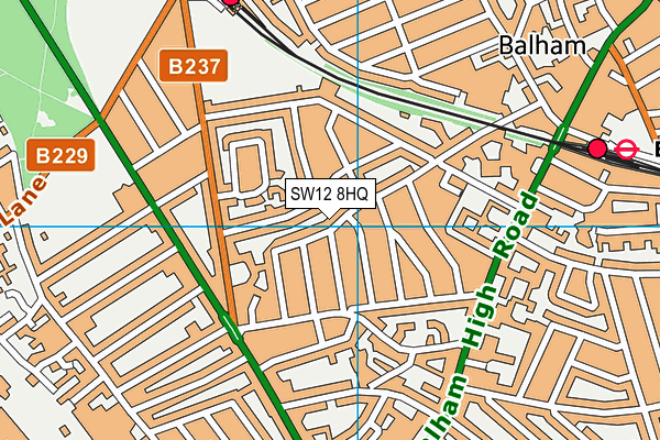 SW12 8HQ map - OS VectorMap District (Ordnance Survey) SW12 8HQ map - OS VectorMap District (Ordnance Survey)
