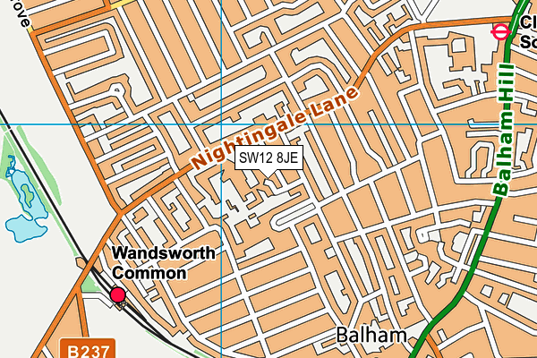 SW12 8JE map - OS VectorMap District (Ordnance Survey) SW12 8JE map - OS VectorMap District (Ordnance Survey)