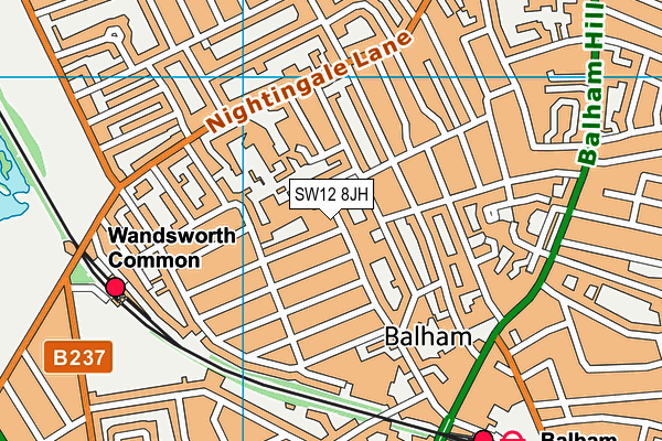 SW12 8JH map - OS VectorMap District (Ordnance Survey) SW12 8JH map - OS VectorMap District (Ordnance Survey)