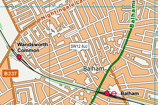 SW12 8JJ map - OS VectorMap District (Ordnance Survey) SW12 8JJ map - OS VectorMap District (Ordnance Survey)