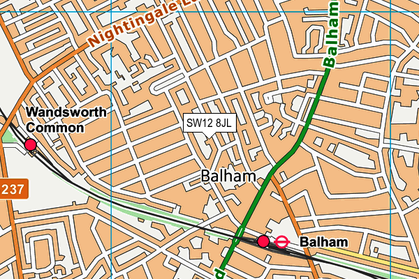 SW12 8JL map - OS VectorMap District (Ordnance Survey)