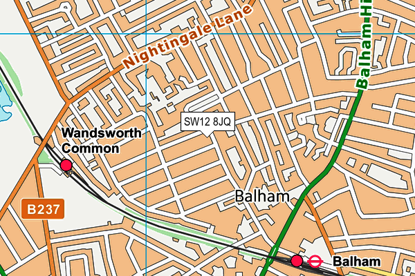 SW12 8JQ map - OS VectorMap District (Ordnance Survey) SW12 8JQ map - OS VectorMap District (Ordnance Survey)