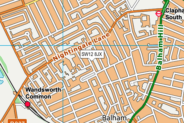 SW12 8JX map - OS VectorMap District (Ordnance Survey) SW12 8JX map - OS VectorMap District (Ordnance Survey)