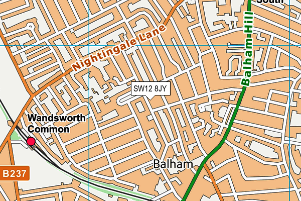 SW12 8JY map - OS VectorMap District (Ordnance Survey) SW12 8JY map - OS VectorMap District (Ordnance Survey)