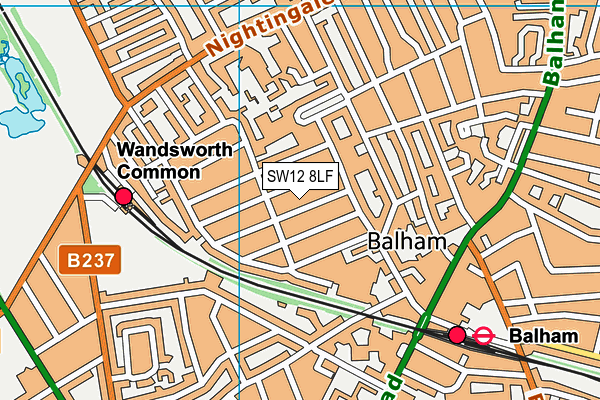 SW12 8LF map - OS VectorMap District (Ordnance Survey) SW12 8LF map - OS VectorMap District (Ordnance Survey)