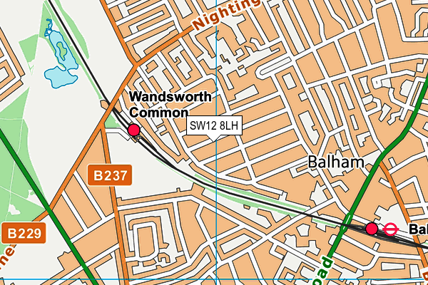 SW12 8LH map - OS VectorMap District (Ordnance Survey) SW12 8LH map - OS VectorMap District (Ordnance Survey)