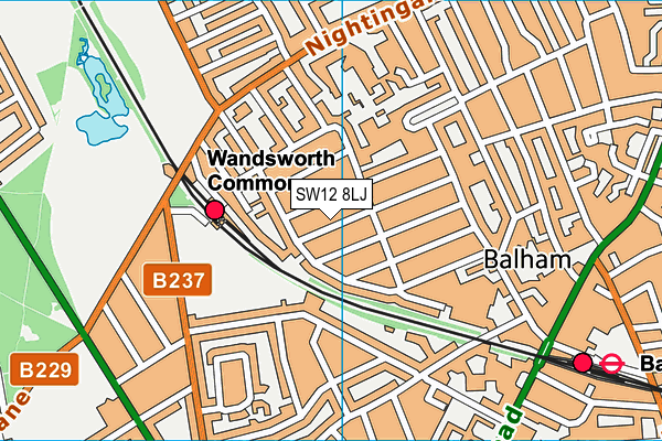 SW12 8LJ map - OS VectorMap District (Ordnance Survey) SW12 8LJ map - OS VectorMap District (Ordnance Survey)