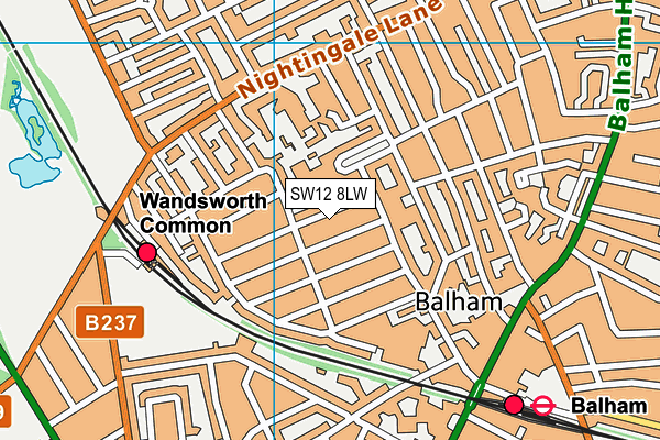 SW12 8LW map - OS VectorMap District (Ordnance Survey) SW12 8LW map - OS VectorMap District (Ordnance Survey)