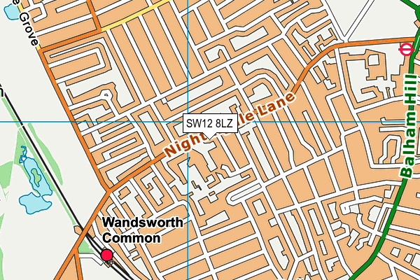 SW12 8LZ map - OS VectorMap District (Ordnance Survey) SW12 8LZ map - OS VectorMap District (Ordnance Survey)
