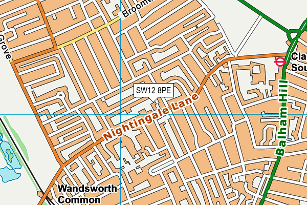 SW12 8PE map - OS VectorMap District (Ordnance Survey) SW12 8PE map - OS VectorMap District (Ordnance Survey)