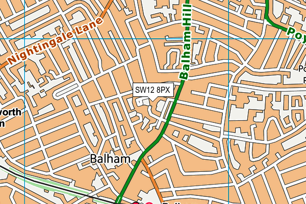 SW12 8PX map - OS VectorMap District (Ordnance Survey) SW12 8PX map - OS VectorMap District (Ordnance Survey)