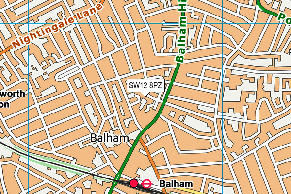 SW12 8PZ map - OS VectorMap District (Ordnance Survey) SW12 8PZ map - OS VectorMap District (Ordnance Survey)