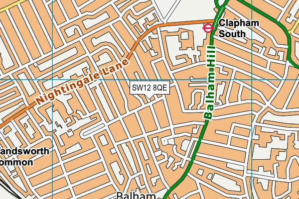 SW12 8QE map - OS VectorMap District (Ordnance Survey) SW12 8QE map - OS VectorMap District (Ordnance Survey)