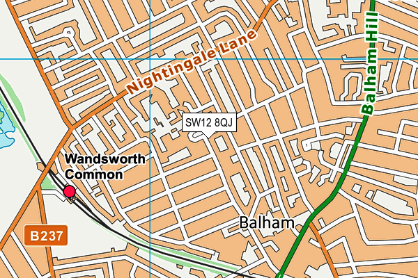 SW12 8QJ map - OS VectorMap District (Ordnance Survey) SW12 8QJ map - OS VectorMap District (Ordnance Survey)