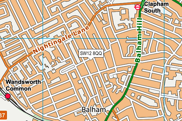 SW12 8QQ map - OS VectorMap District (Ordnance Survey) SW12 8QQ map - OS VectorMap District (Ordnance Survey)