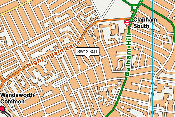 SW12 8QT map - OS VectorMap District (Ordnance Survey) SW12 8QT map - OS VectorMap District (Ordnance Survey)