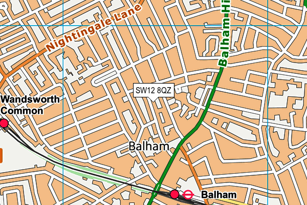 SW12 8QZ map - OS VectorMap District (Ordnance Survey) SW12 8QZ map - OS VectorMap District (Ordnance Survey)