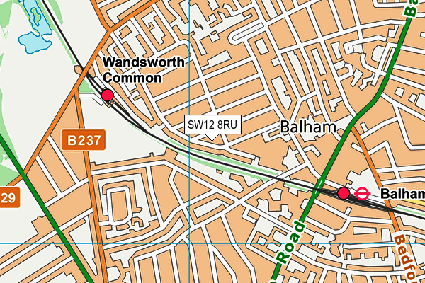 SW12 8RU map - OS VectorMap District (Ordnance Survey)