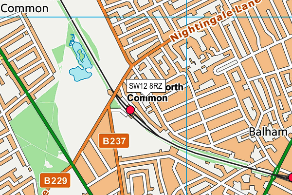 SW12 8RZ map - OS VectorMap District (Ordnance Survey) SW12 8RZ map - OS VectorMap District (Ordnance Survey)